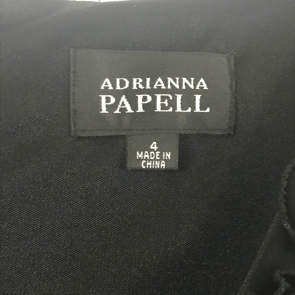 Adrianna Papell Black Rosette Tea Length Dress 4 - Picture 6 of 8